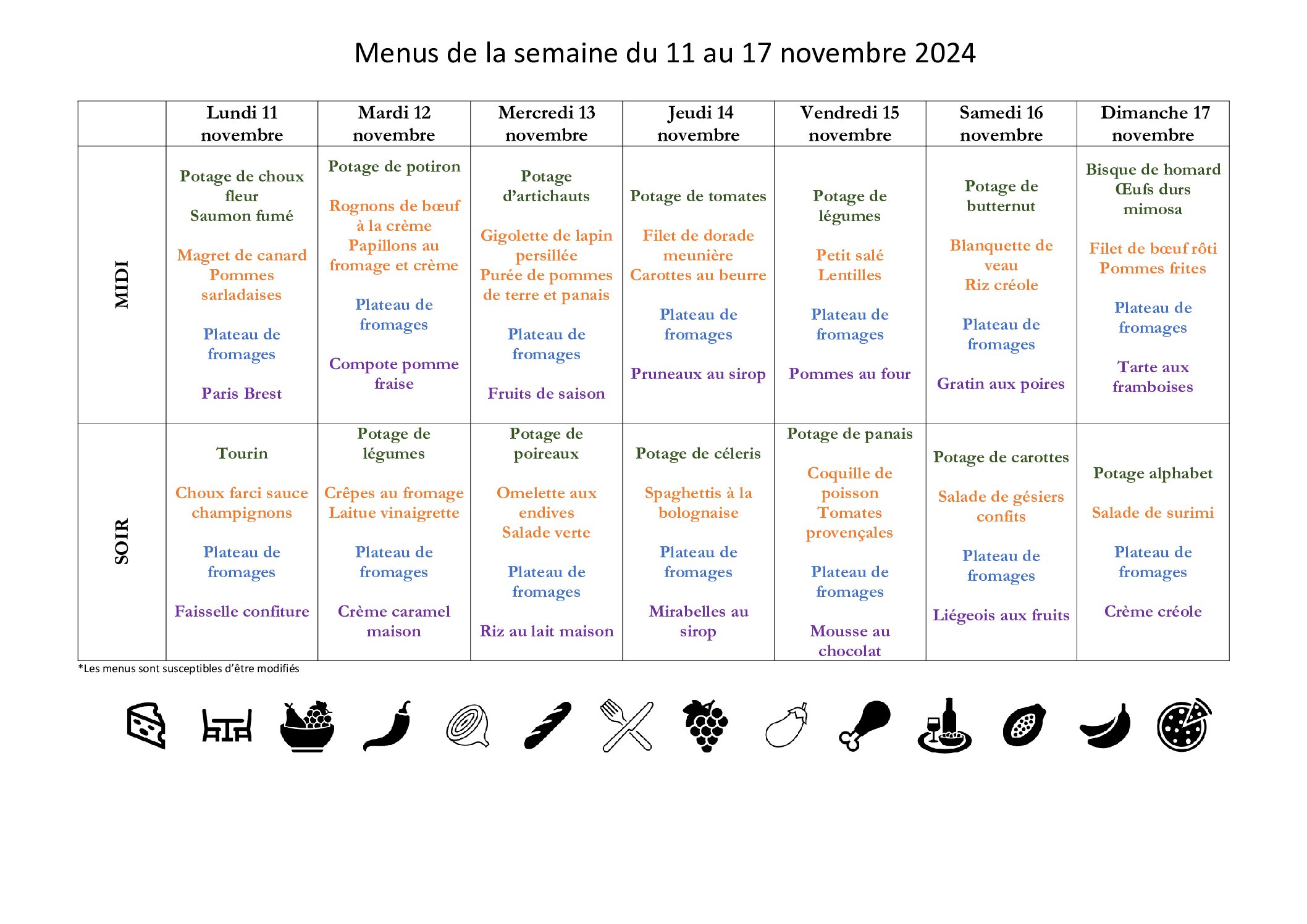 menus ehpad