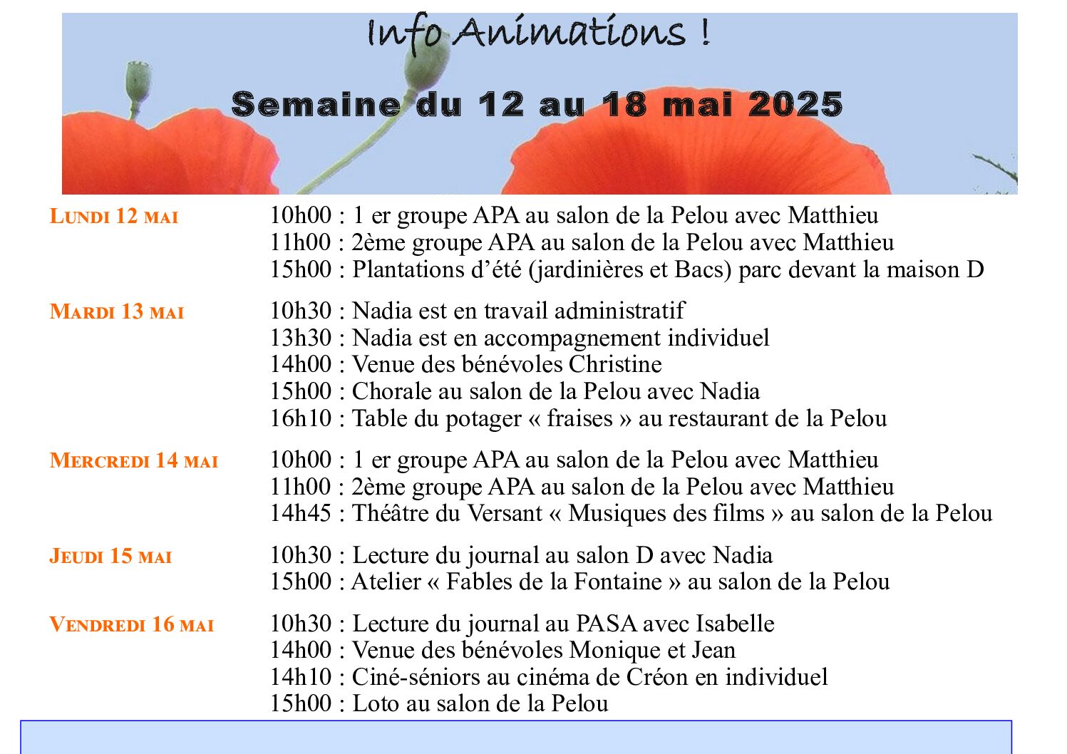 Animations EHPAD