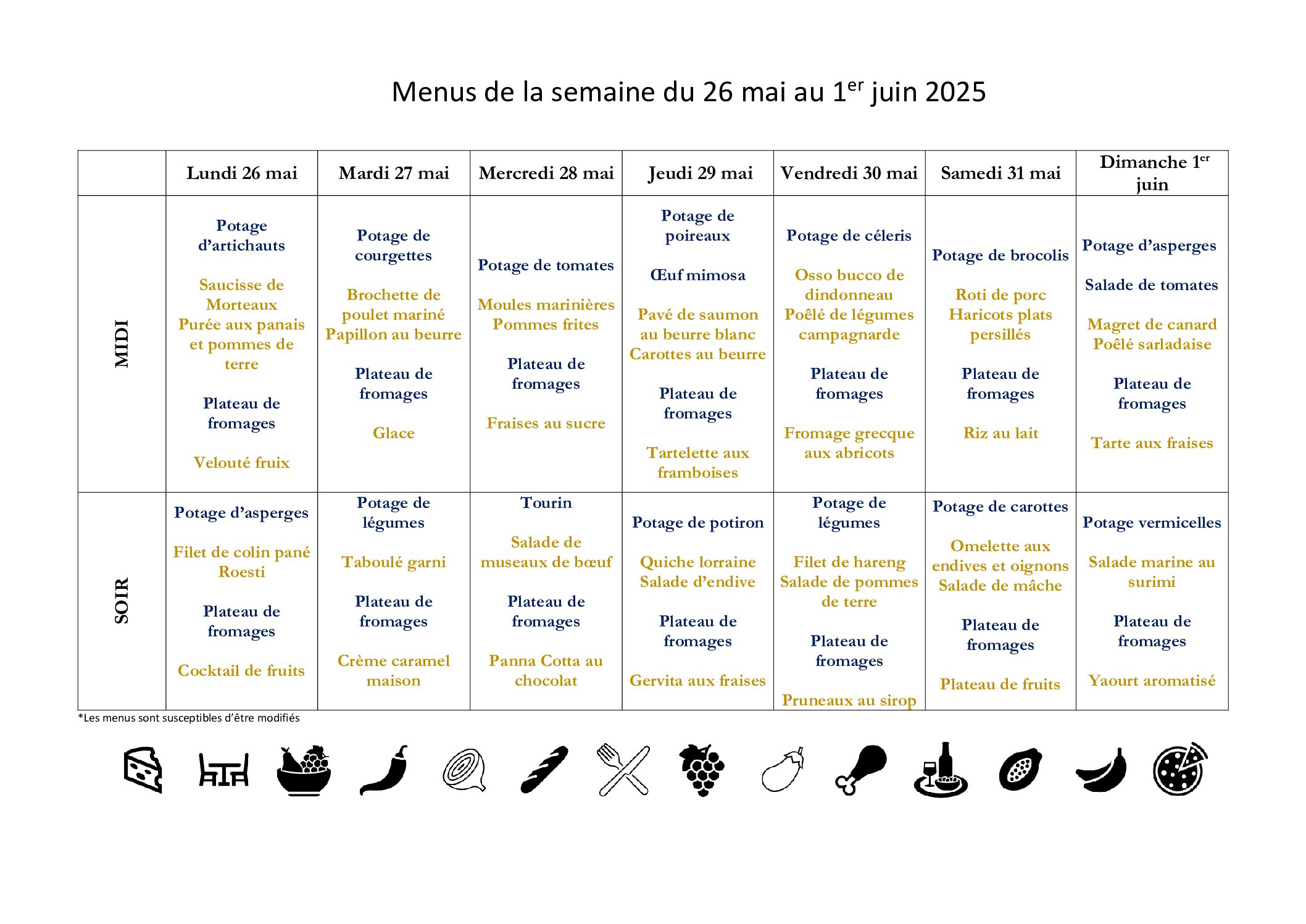 Menus EHPAD
