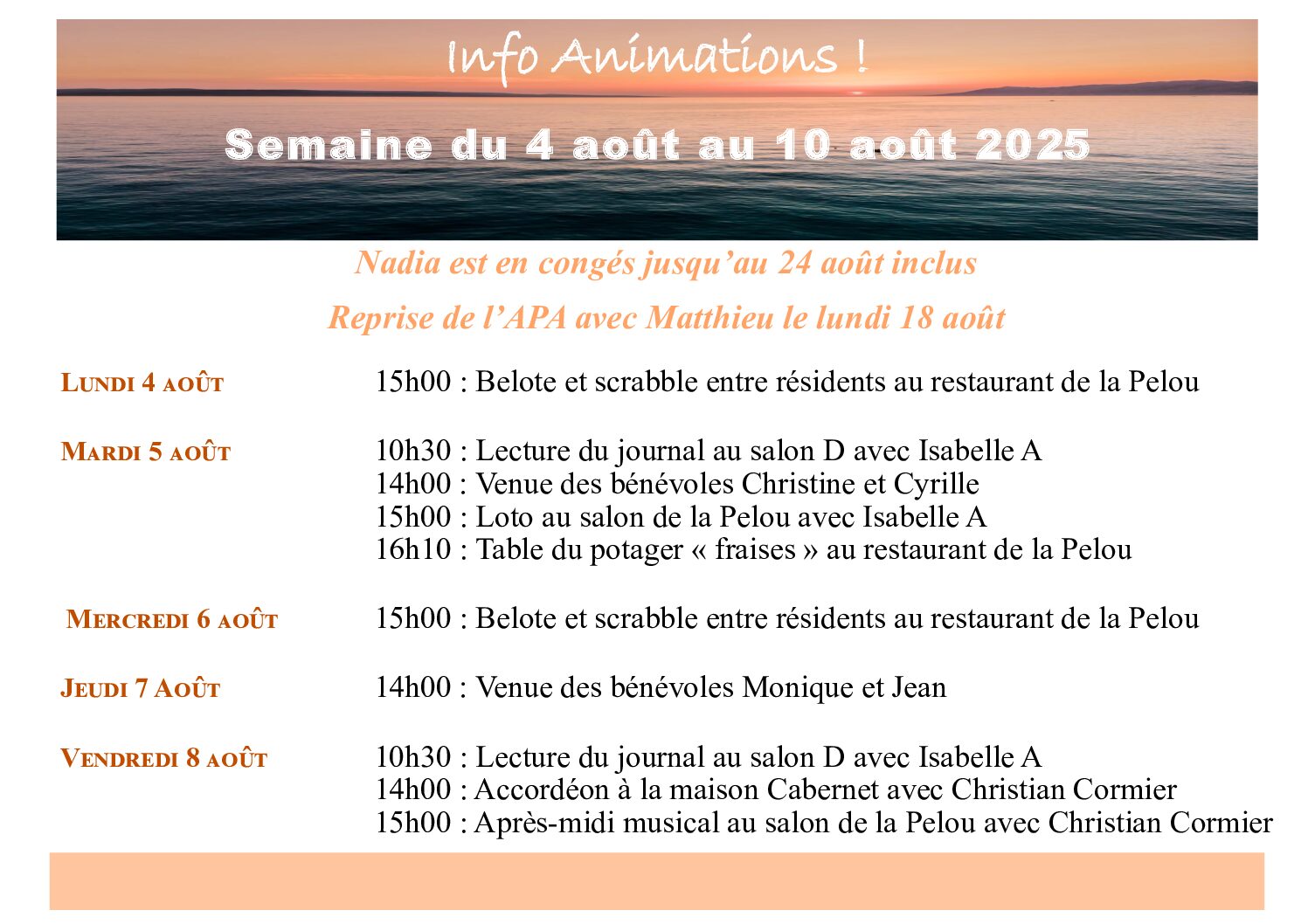 Animations EHPAD