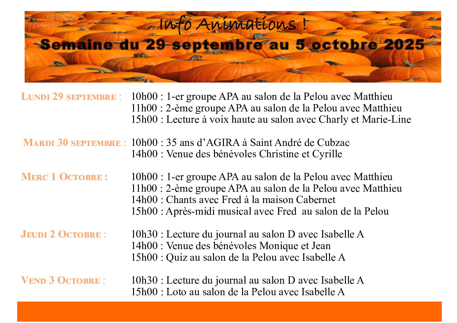 Animations EHPAD