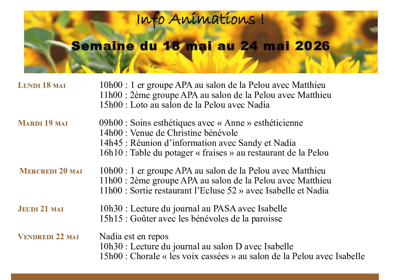 Animations EHPAD