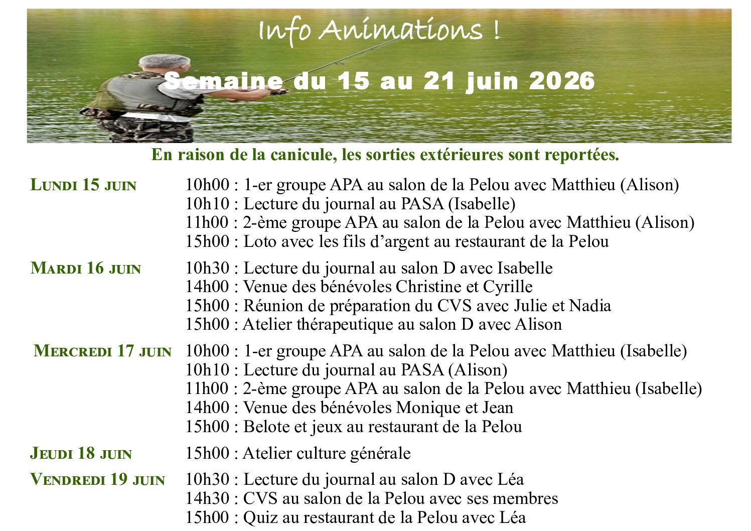 Animations EHPAD