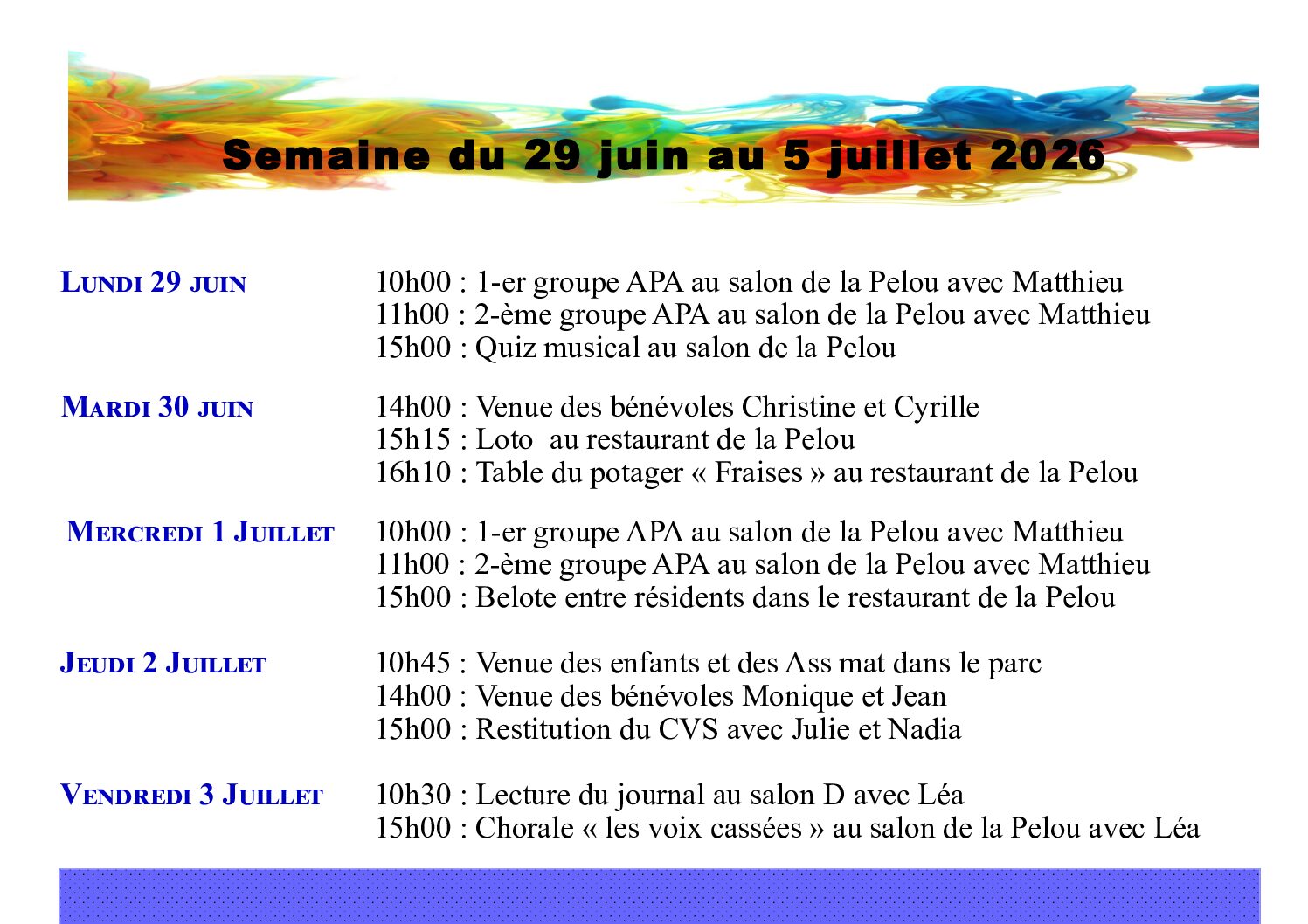 Animations EHPAD