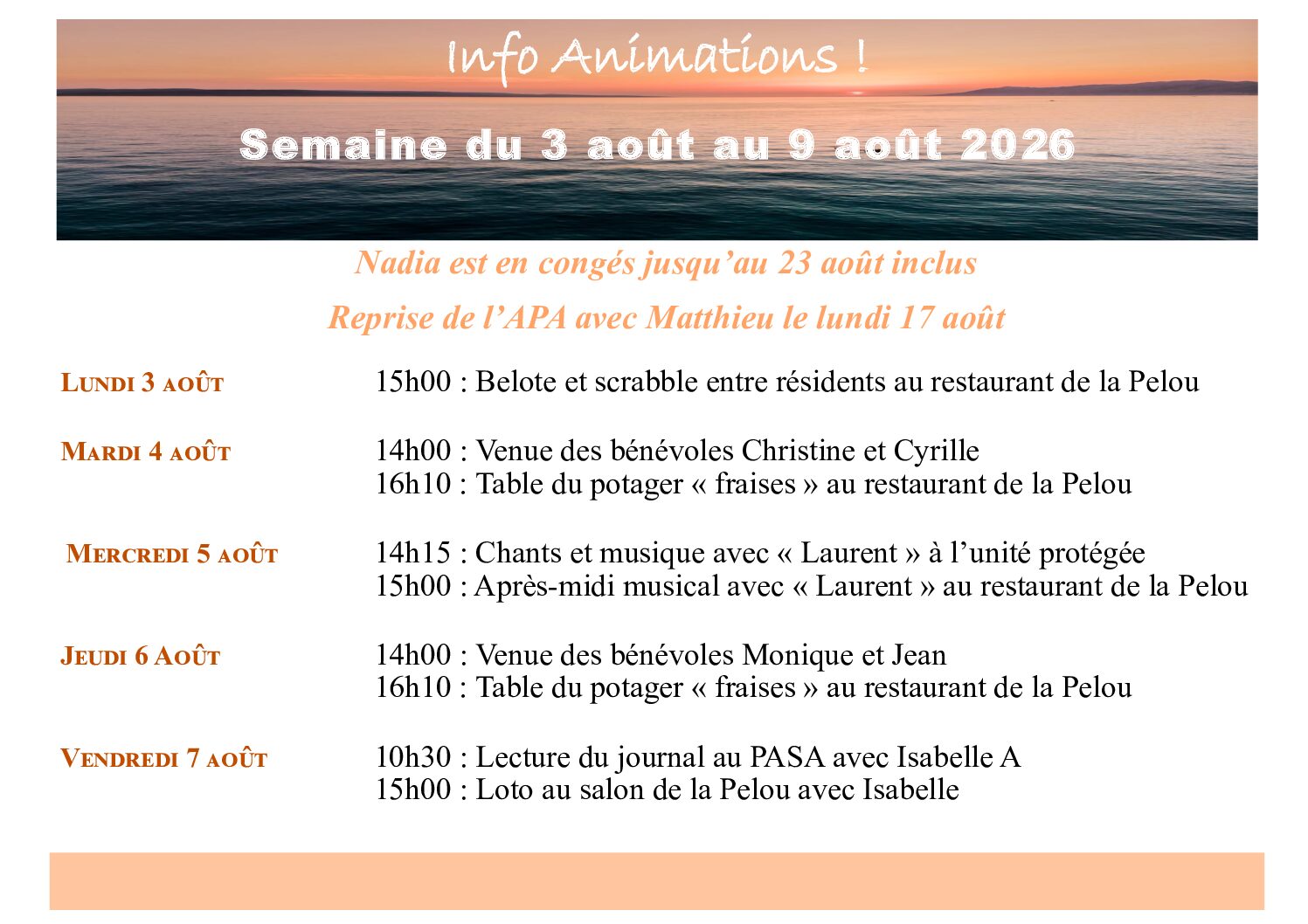 Animations EHPAD
