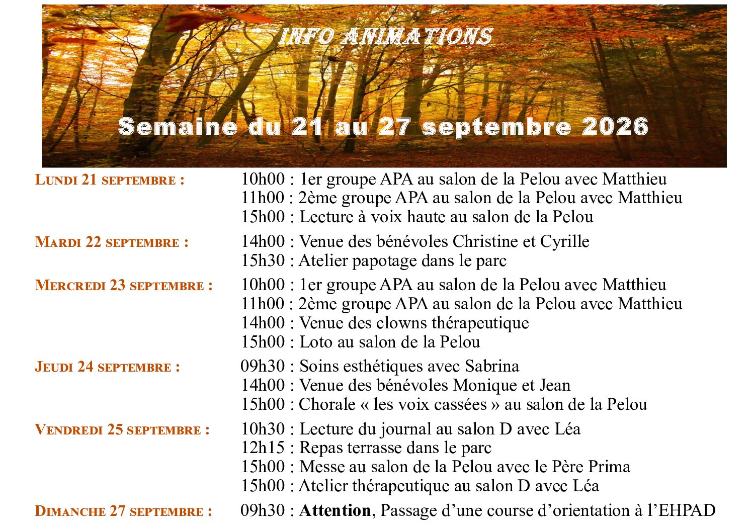 Animations EHPAD