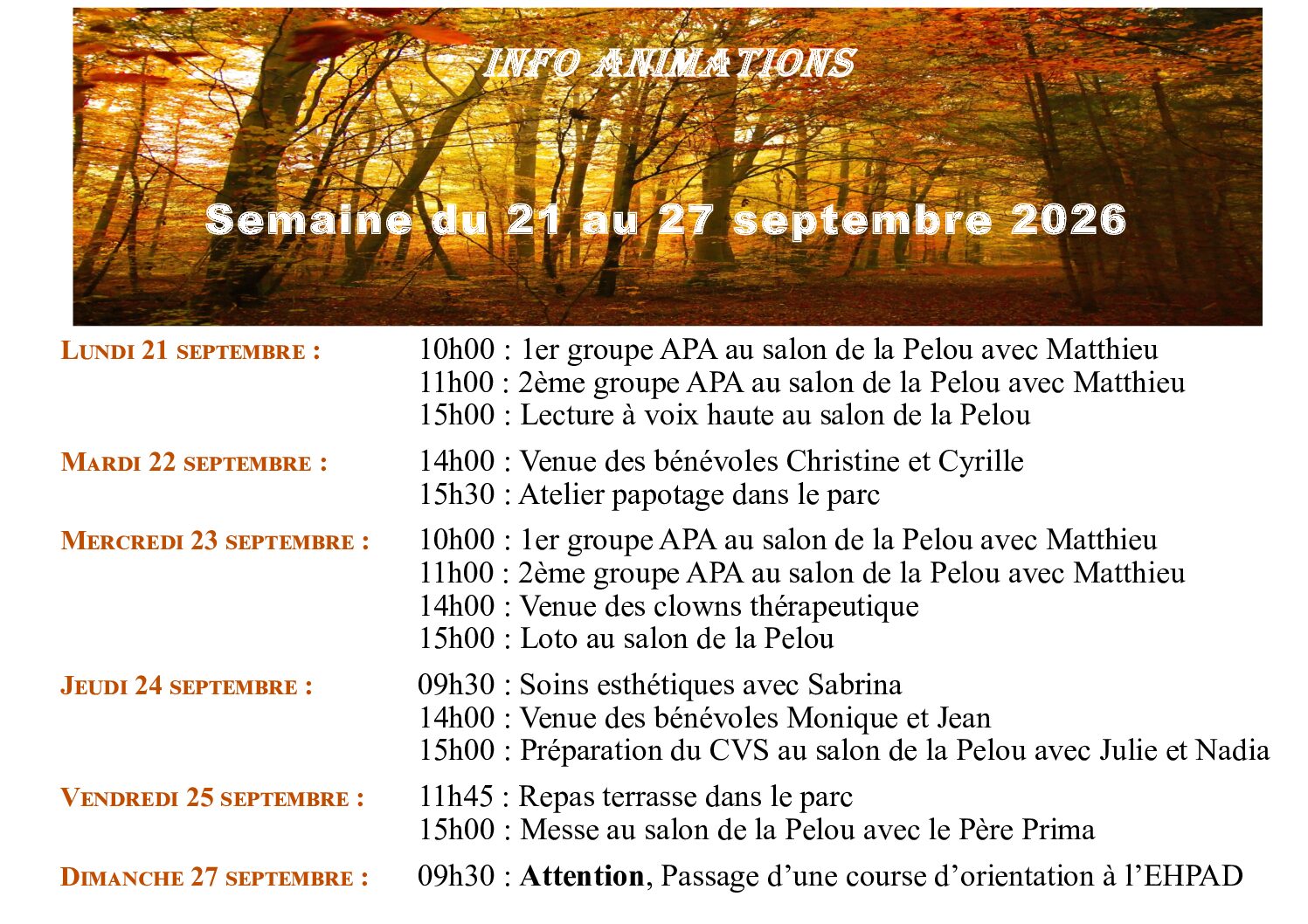 Animations EHPAD