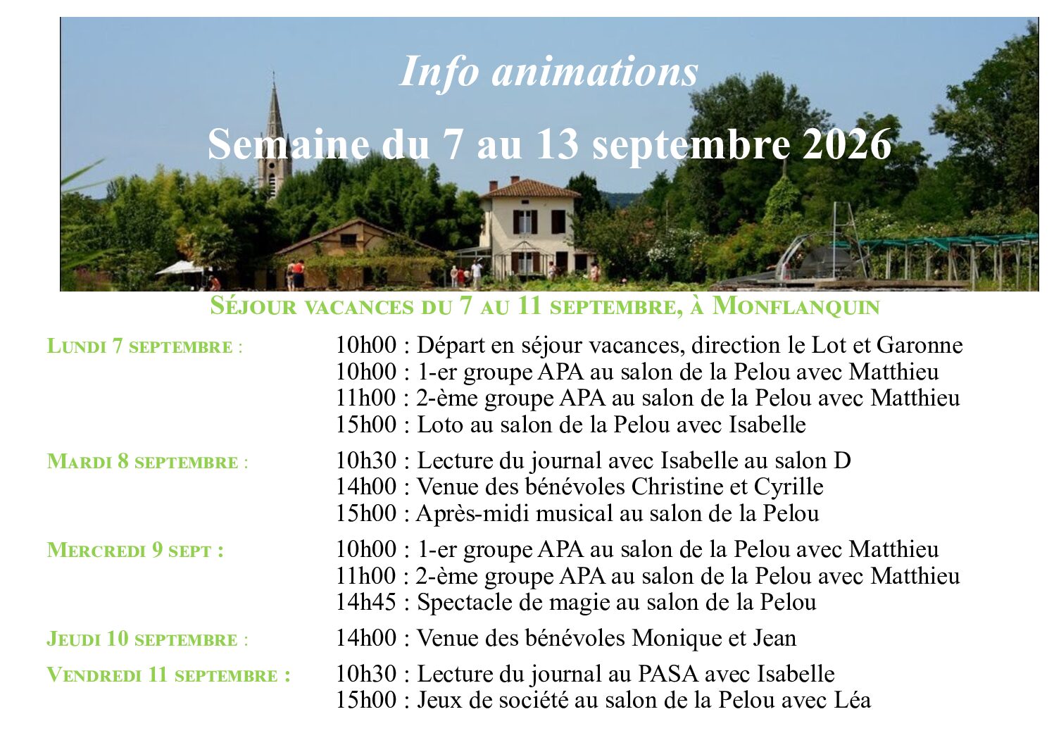 Animations EHPAD