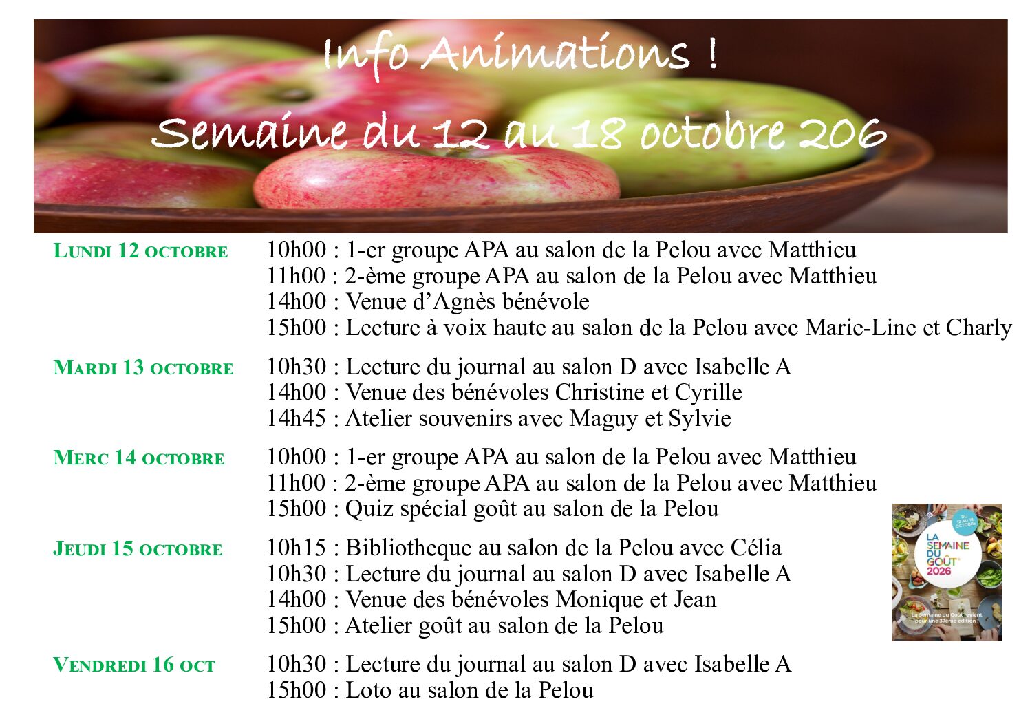 Animations EHPAD